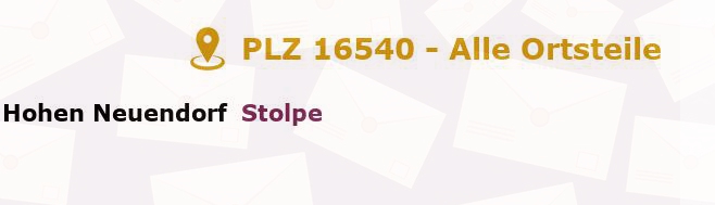 Postleitzahl 16540 Hohen Neuendorf, Brandenburg - Alle Orte und Ortsteile