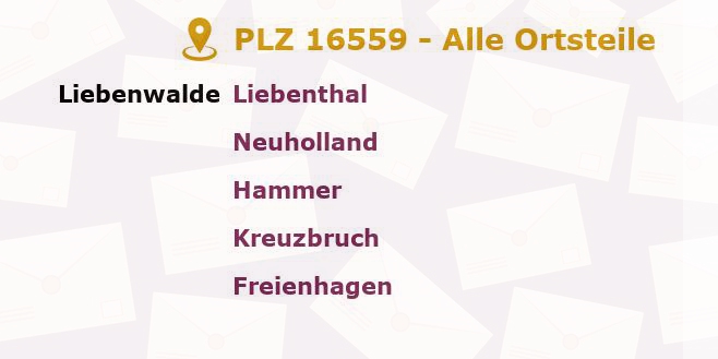 Postleitzahl 16559 Brandenburg - Alle Orte und Ortsteile
