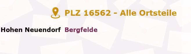 Postleitzahl 16562 Brandenburg - Alle Orte und Ortsteile