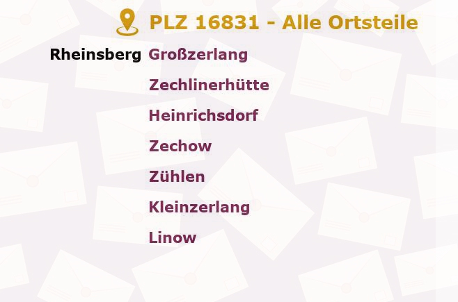 Postleitzahl 16831 Rheinsberg, Brandenburg - Alle Orte und Ortsteile