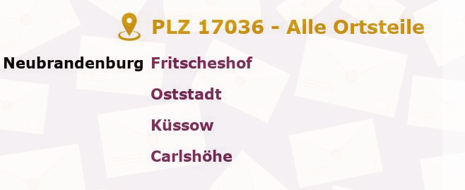 Postleitzahl 17036 Neubrandenburg, Mecklenburg-Vorpommern - Alle Orte und Ortsteile