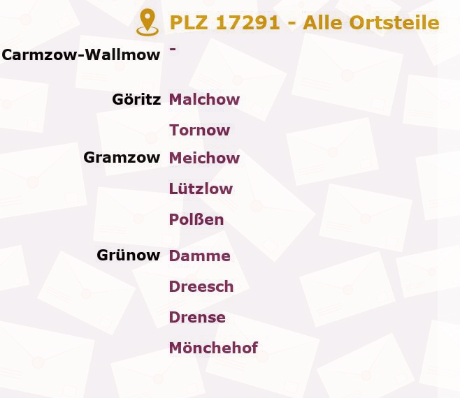 Postleitzahl 17291 Prenzlau, Brandenburg - Alle Orte und Ortsteile