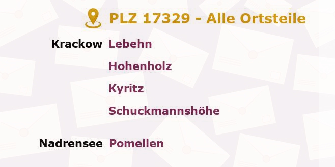 Postleitzahl 17329 Krackow, Mecklenburg-Vorpommern - Alle Orte und Ortsteile