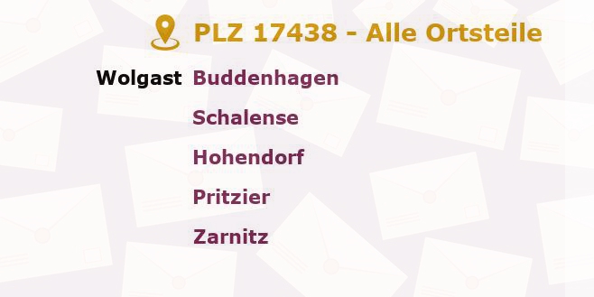 Postleitzahl 17438 Wolgast, Mecklenburg-Vorpommern - Alle Orte und Ortsteile