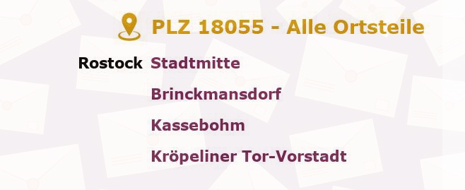 Postleitzahl 18055 Rostock, Mecklenburg-Vorpommern - Alle Orte und Ortsteile