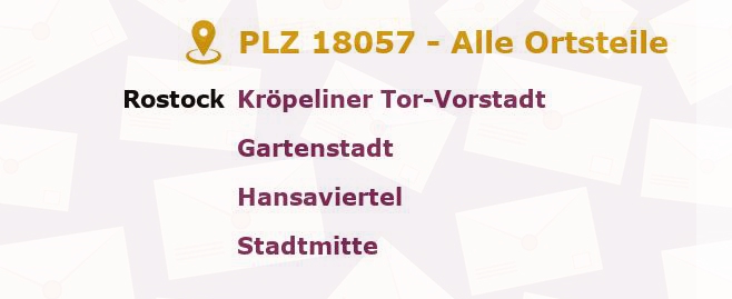 Postleitzahl 18057 Rostock, Mecklenburg-Vorpommern - Alle Orte und Ortsteile