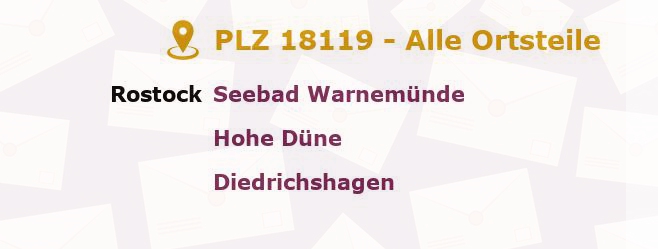 Postleitzahl 18119 Rostock, Mecklenburg-Vorpommern - Alle Orte und Ortsteile