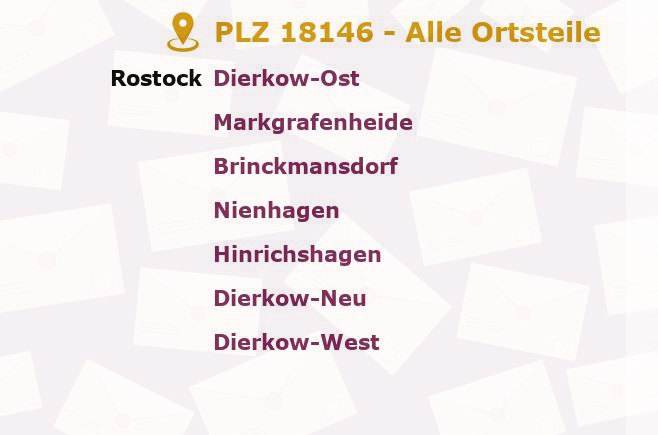 Postleitzahl 18146 Rostock, Mecklenburg-Vorpommern - Alle Orte und Ortsteile