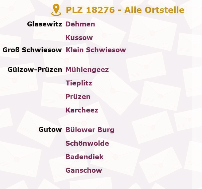 Postleitzahl 18276 Mistorf, Mecklenburg-Vorpommern - Alle Orte und Ortsteile