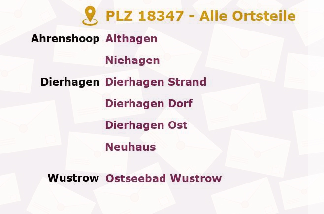 Postleitzahl 18347 Ostseebad Dierhagen, Mecklenburg-Vorpommern - Alle Orte und Ortsteile