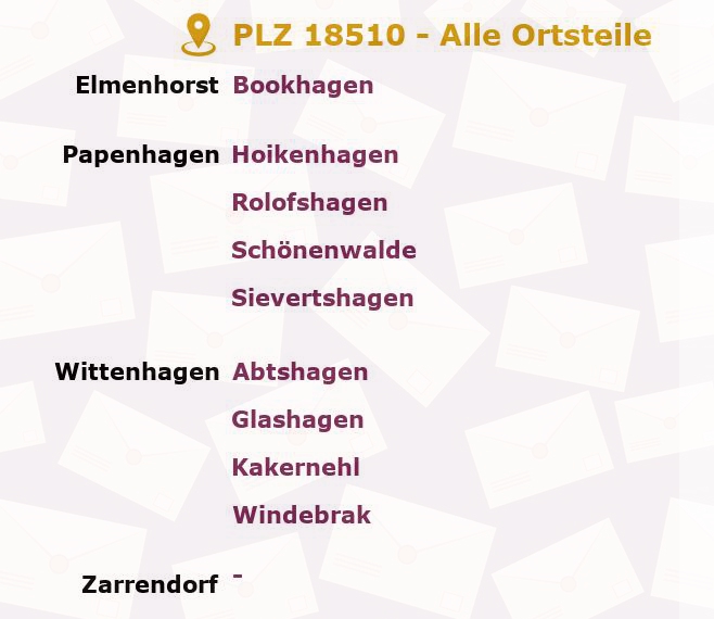 Postleitzahl 18510 Stoltenhagen, Mecklenburg-Vorpommern - Alle Orte und Ortsteile