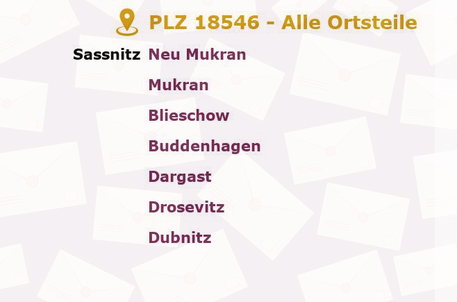 Postleitzahl 18546 Sassnitz, Mecklenburg-Vorpommern - Alle Orte und Ortsteile