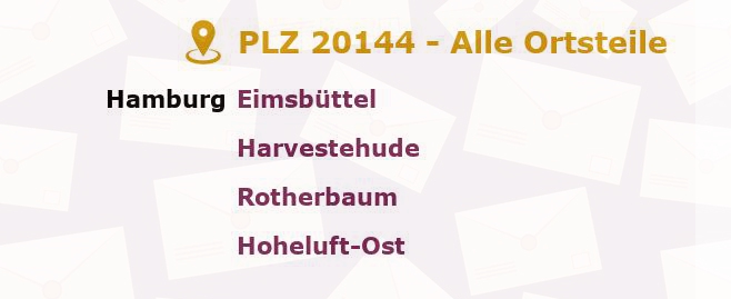 Postleitzahl 20144 Hamburg - Alle Orte und Ortsteile