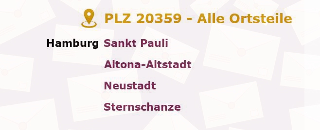 Postleitzahl 20359 Hamburg - Alle Orte und Ortsteile