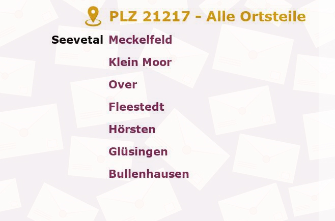 Postleitzahl 21217 Seevetal, Niedersachsen - Alle Orte und Ortsteile