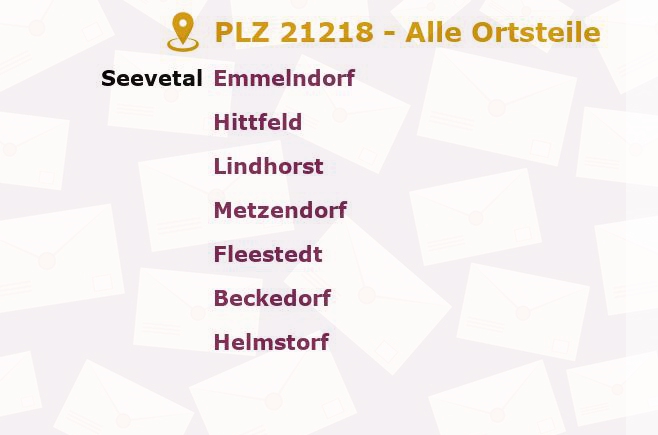 Postleitzahl 21218 Seevetal, Niedersachsen - Alle Orte und Ortsteile