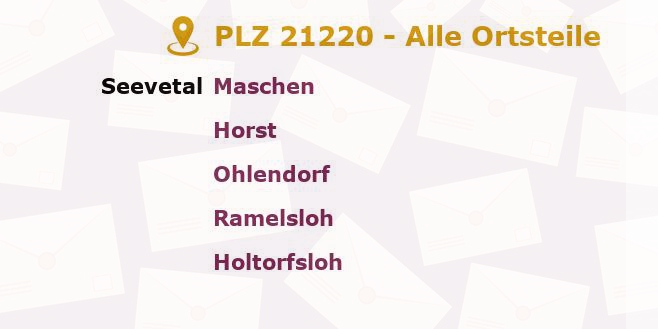 Postleitzahl 21220 Seevetal, Niedersachsen - Alle Orte und Ortsteile