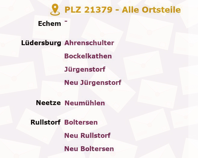 Postleitzahl 21379 Lüdersburg, Niedersachsen - Alle Orte und Ortsteile