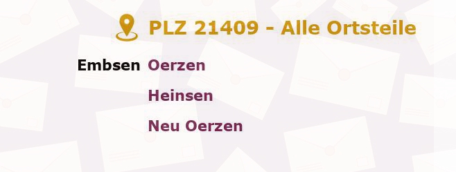 Postleitzahl 21409 Embsen, Niedersachsen - Alle Orte und Ortsteile