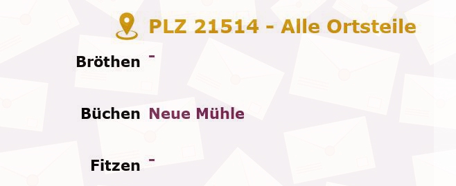 Postleitzahl 21514 Witzeeze, Schleswig-Holstein - Alle Orte und Ortsteile