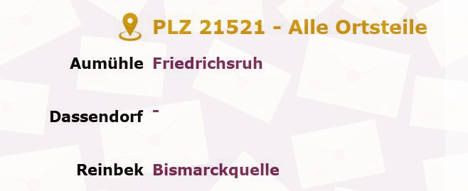 Postleitzahl 21521 Wohltorf, Schleswig-Holstein - Alle Orte und Ortsteile