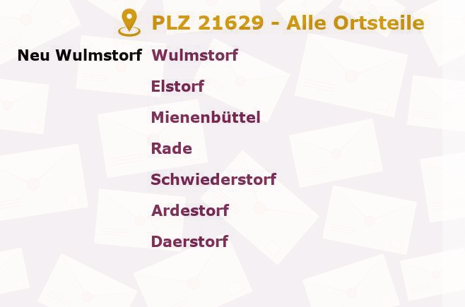 Postleitzahl 21629 Neu Wulmstorf, Niedersachsen - Alle Orte und Ortsteile