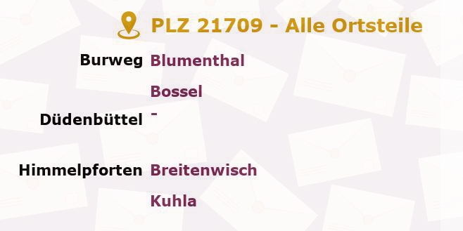 Postleitzahl 21709 Himmelpforten, Niedersachsen - Alle Orte und Ortsteile