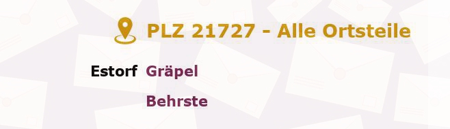 Postleitzahl 21727 Estorf, Niedersachsen - Alle Orte und Ortsteile