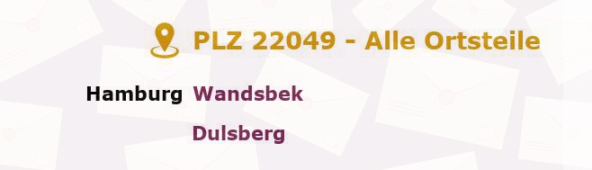 Postleitzahl 22049 Hamburg - Alle Orte und Ortsteile