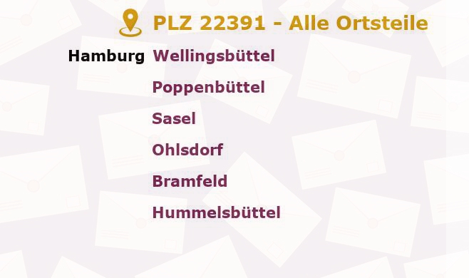 Postleitzahl 22391 Hamburg - Alle Orte und Ortsteile