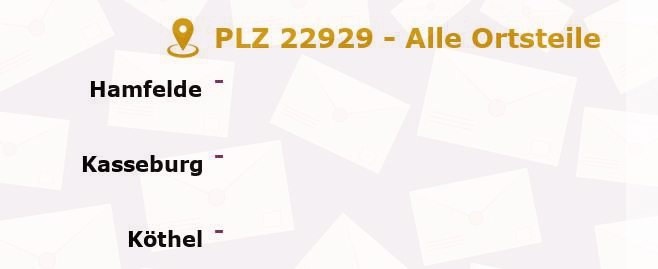 Postleitzahl 22929 Hammoor, Schleswig-Holstein - Alle Orte und Ortsteile