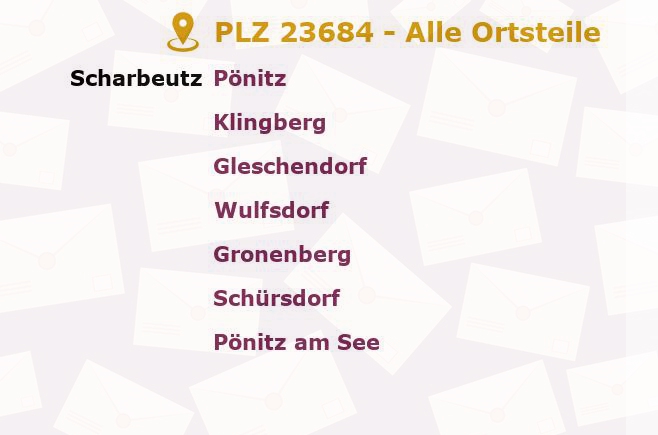 Postleitzahl 23684 Scharbeutz, Schleswig-Holstein - Alle Orte und Ortsteile