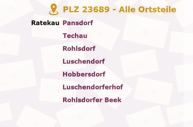 Postleitzahl 23689 Hemmelsdorf, Schleswig-Holstein - Alle Orte und Ortsteile