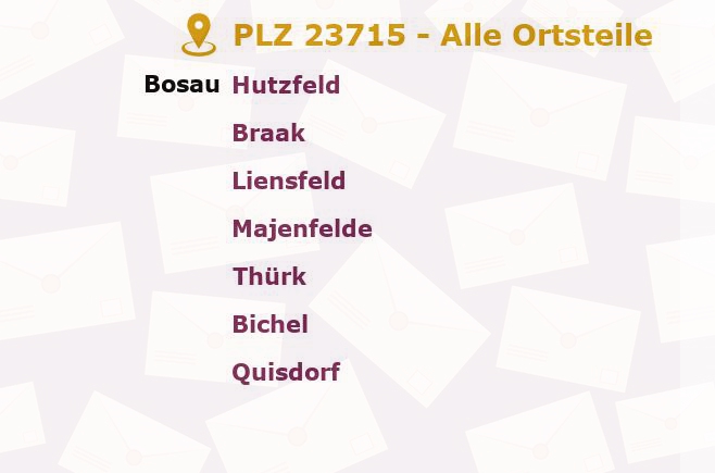 Postleitzahl 23715 Bosau, Schleswig-Holstein - Alle Orte und Ortsteile