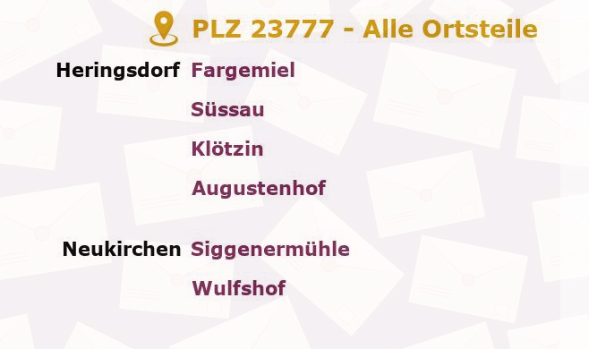 Postleitzahl 23777 Heringsdorf, Schleswig-Holstein - Alle Orte und Ortsteile