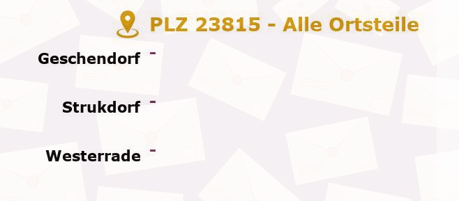 Postleitzahl 23815 Geschendorf, Schleswig-Holstein - Alle Orte und Ortsteile