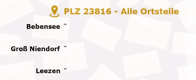 Postleitzahl 23816 Neversdorf, Schleswig-Holstein - Alle Orte und Ortsteile