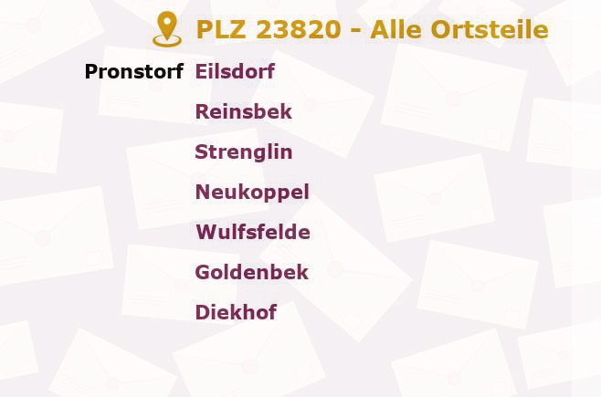 Postleitzahl 23820 Pronstorf, Schleswig-Holstein - Alle Orte und Ortsteile