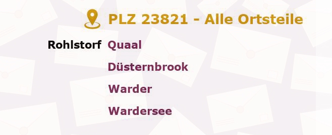 Postleitzahl 23821 Schleswig-Holstein - Alle Orte und Ortsteile