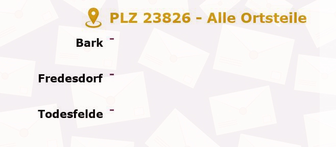 Postleitzahl 23826 Fredesdorf, Schleswig-Holstein - Alle Orte und Ortsteile