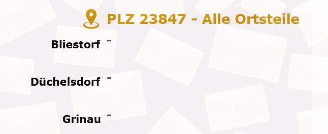 Postleitzahl 23847 Rethwischdorf, Schleswig-Holstein - Alle Orte und Ortsteile