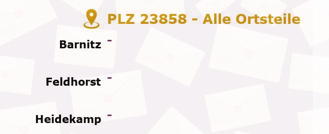 Postleitzahl 23858 Barnitz, Schleswig-Holstein - Alle Orte und Ortsteile