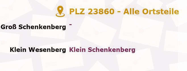 Postleitzahl 23860 Groß Schenkenberg, Schleswig-Holstein - Alle Orte und Ortsteile