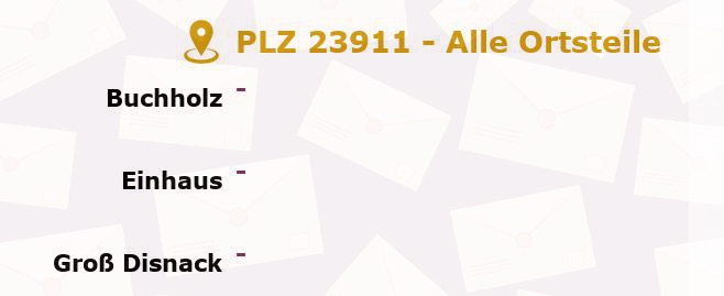 Postleitzahl 23911 Buchholz, Schleswig-Holstein - Alle Orte und Ortsteile