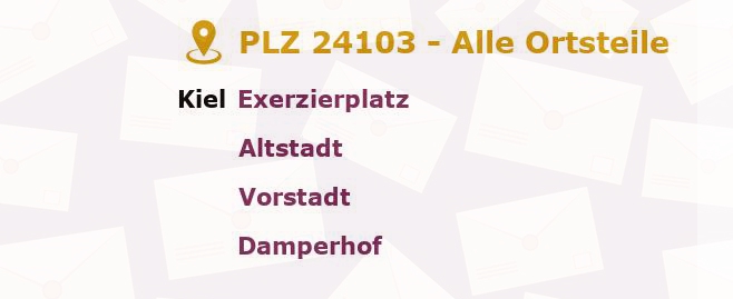 Postleitzahl 24103 Kiel, Schleswig-Holstein - Alle Orte und Ortsteile