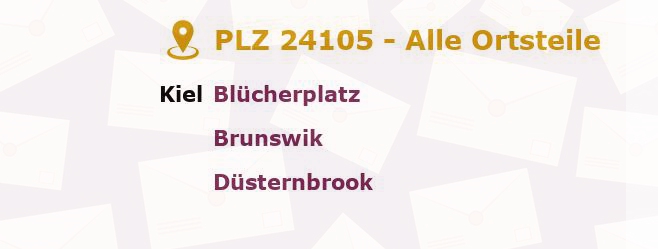 Postleitzahl 24105 Kiel, Schleswig-Holstein - Alle Orte und Ortsteile