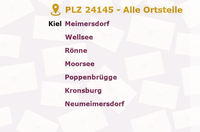 Postleitzahl 24145 Kiel, Schleswig-Holstein - Alle Orte und Ortsteile