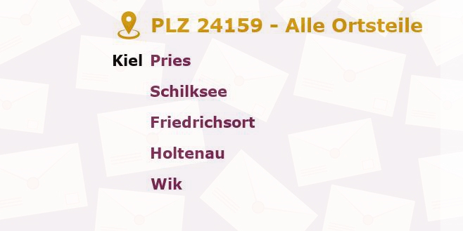 Postleitzahl 24159 Kiel, Schleswig-Holstein - Alle Orte und Ortsteile