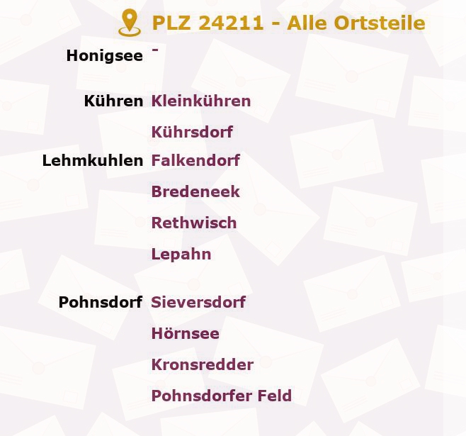 Postleitzahl 24211 Preetz, Schleswig-Holstein - Alle Orte und Ortsteile