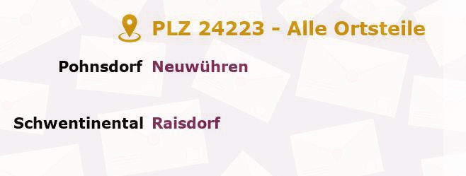 Postleitzahl 24223 Raisdorf, Schleswig-Holstein - Alle Orte und Ortsteile